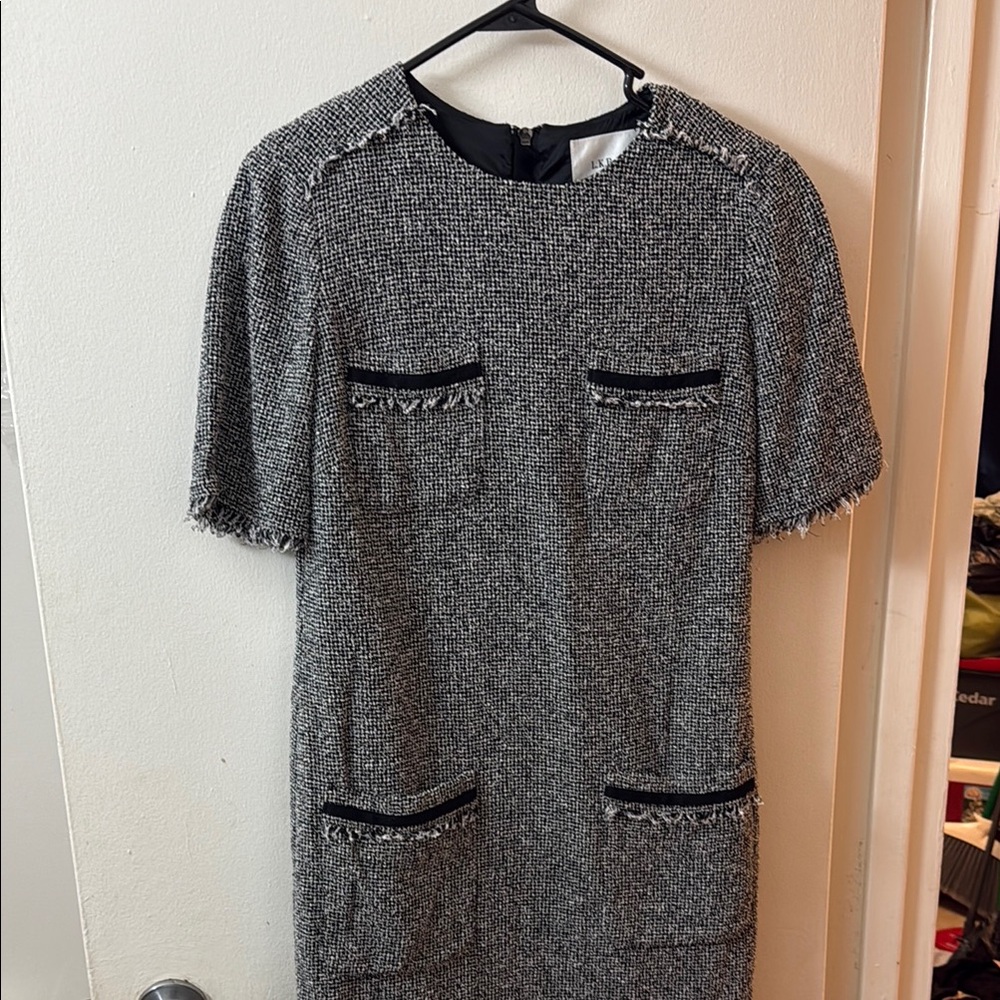 Chic Black and White Tweed Dress